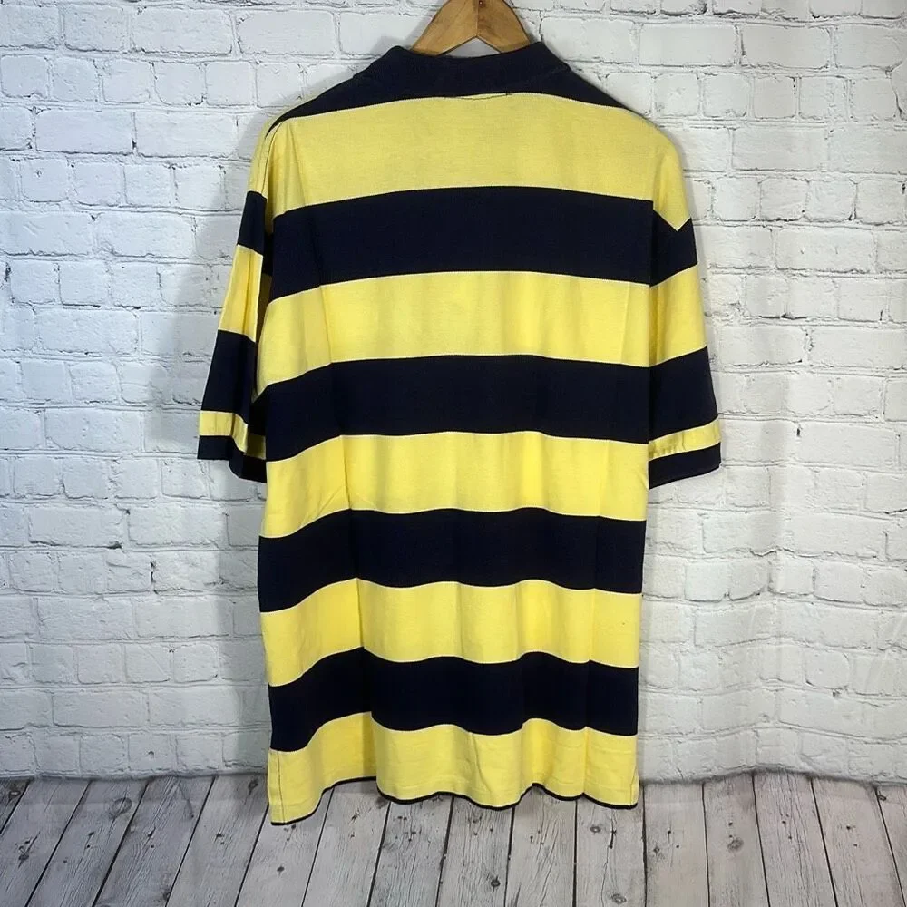 Vintage Polo Ralph Lauren‎ Polo Shirt XL Striped Blue Yellow 100% Cotton